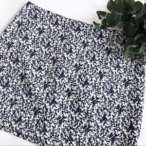 Madewell Blue Bud Skirt White Blue Floral Textured